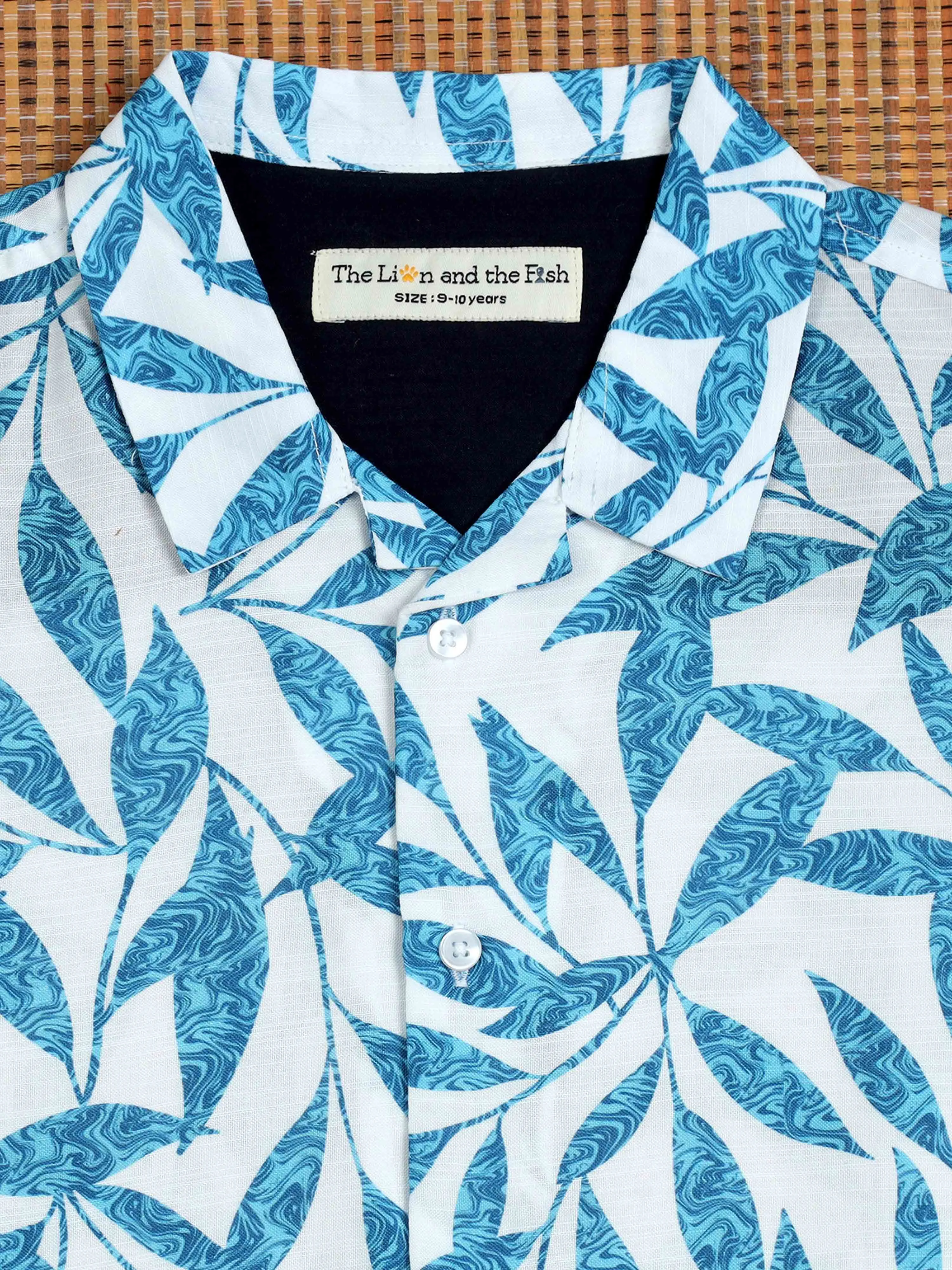 Boys Leaf Printed Shirt Sea Form