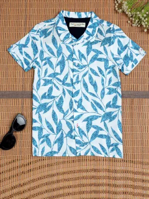 Boys Leaf Printed Shirt Sea Form