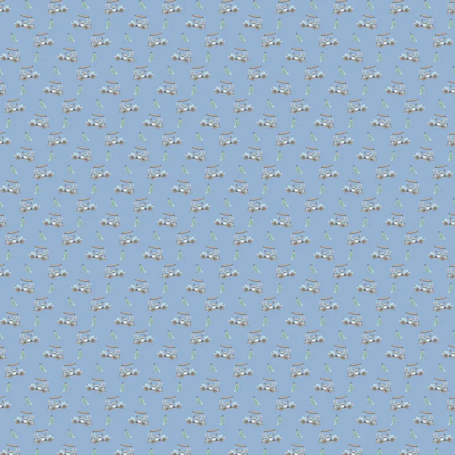 BOYS' SHORT SLEEVE PRO PERFORMANCE POLO IN POWDER BLUE GOLF CART PRINT
