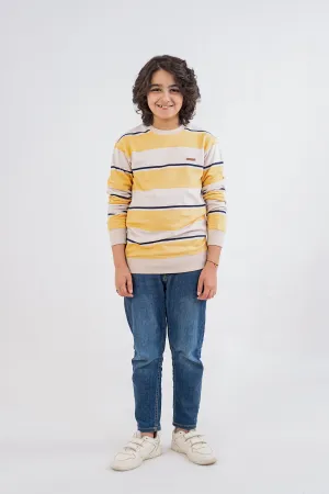Boys Sweat Shirt Terry Yellow Striper