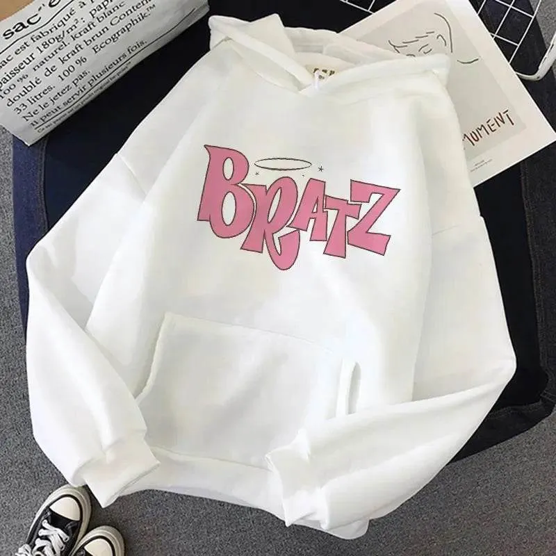 Bratz Letter Printed Plus Size Hooded Sweatshirt Men Women Hoodie Hip Hop Long Sleeve Streetwear Unisex