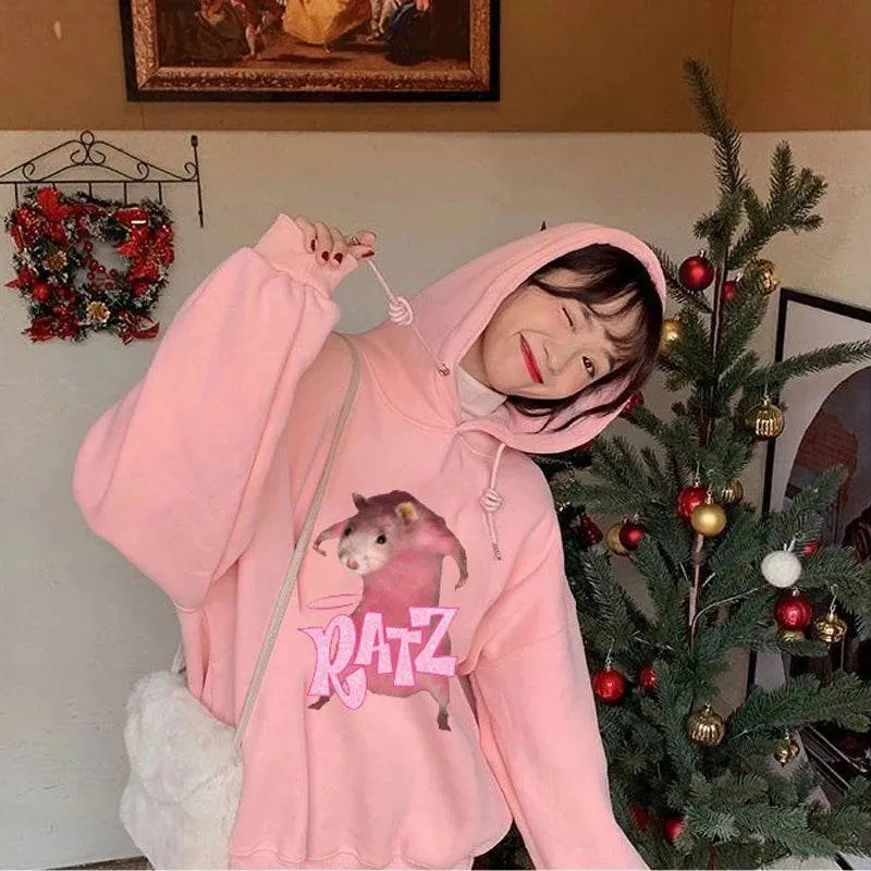 Bratz Letter Printed Plus Size Hooded Sweatshirt Men Women Hoodie Hip Hop Long Sleeve Streetwear Unisex