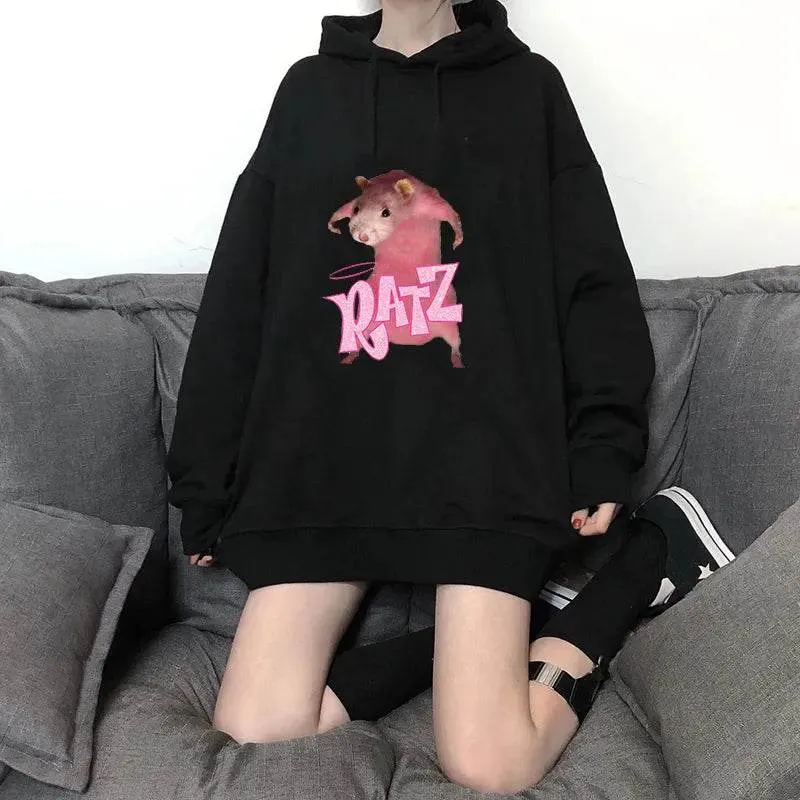 Bratz Letter Printed Plus Size Hooded Sweatshirt Men Women Hoodie Hip Hop Long Sleeve Streetwear Unisex