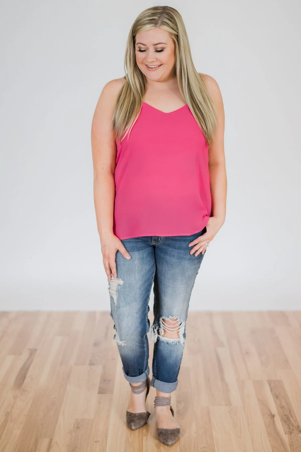 Brighten My Day Tank Top- Fuchsia