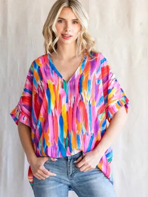 Brigitta® | Colorful Feather Blouse