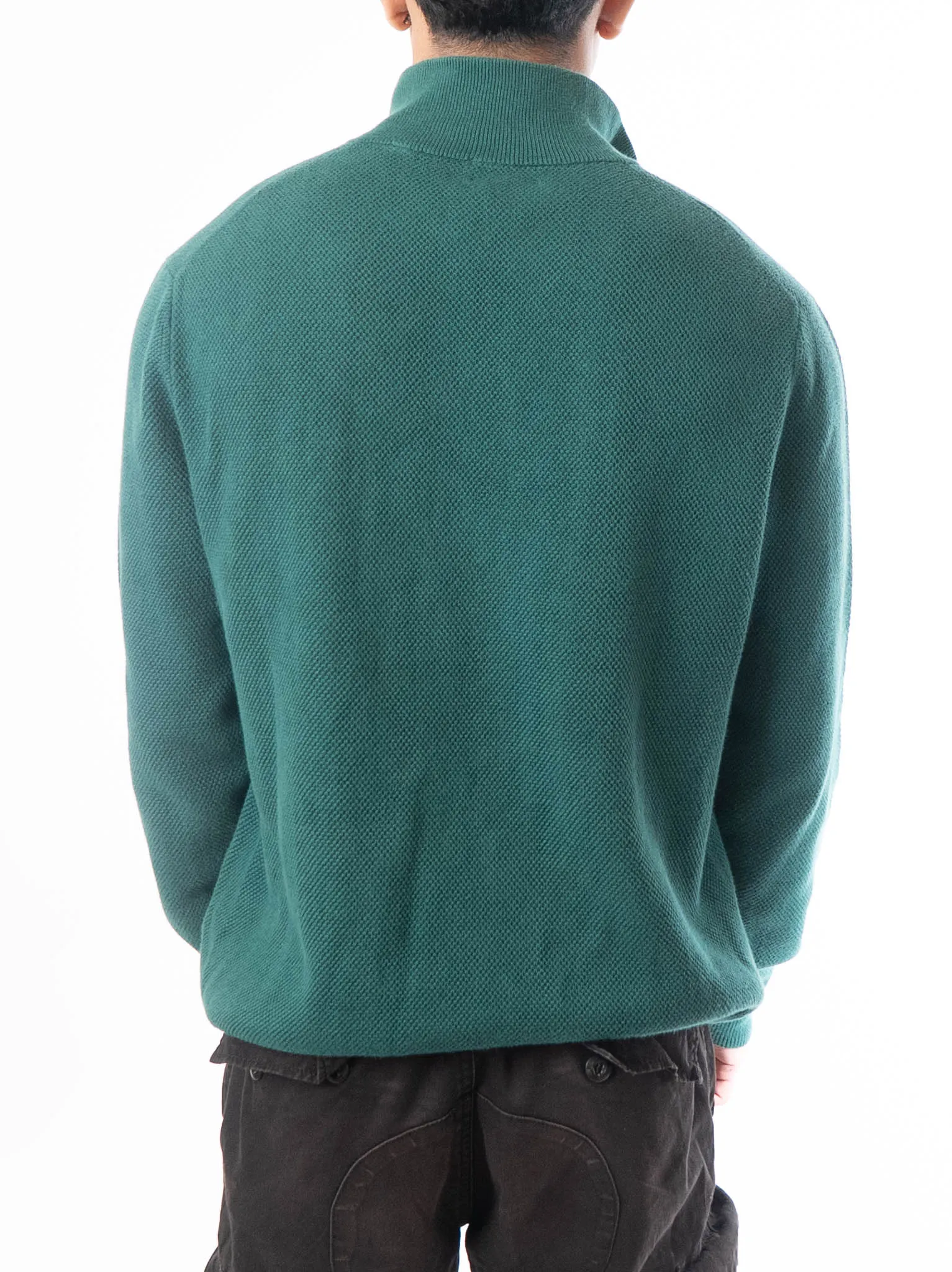 Brooks Brothers Wool Quater Zip Green Sweater