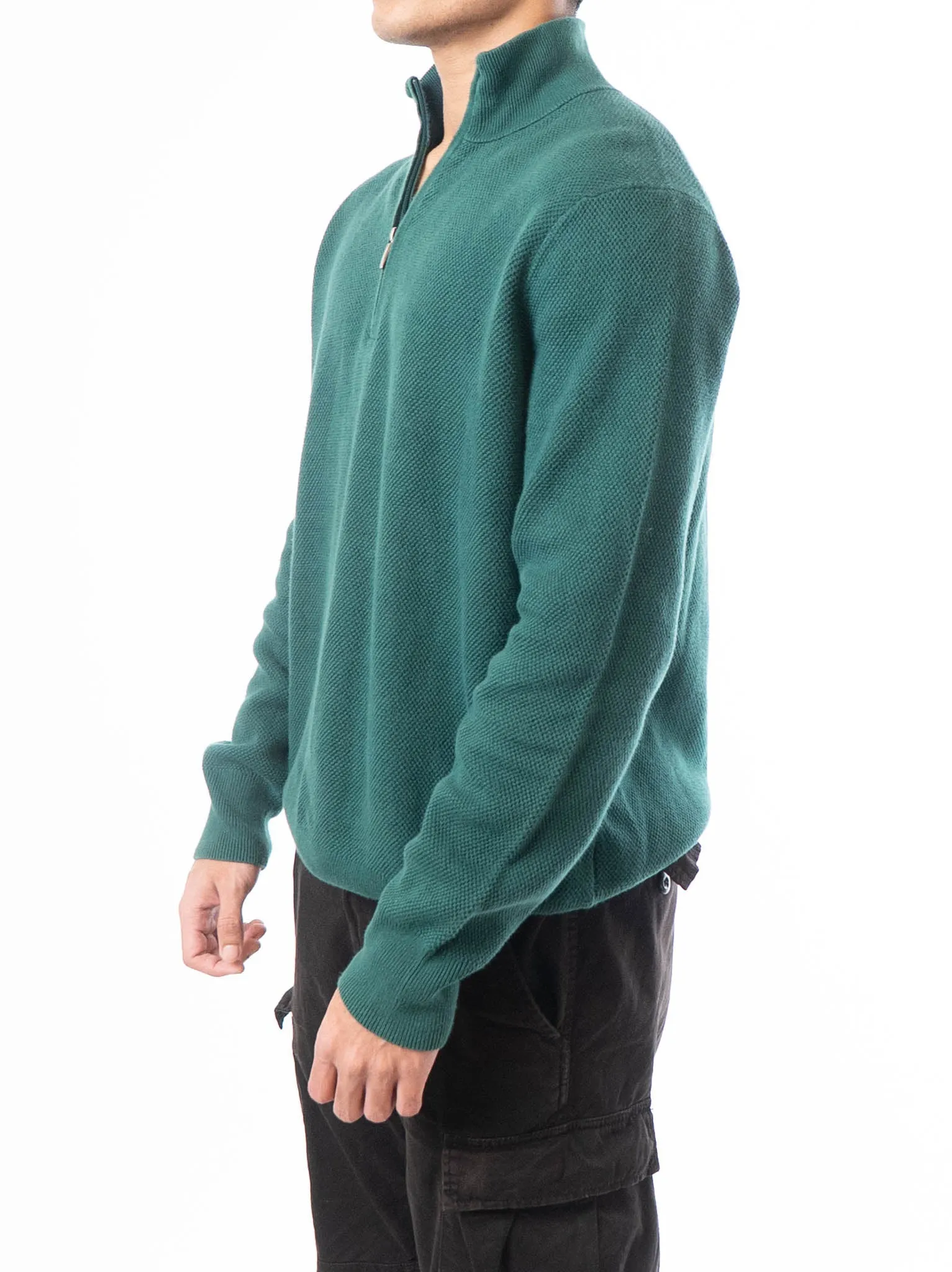 Brooks Brothers Wool Quater Zip Green Sweater