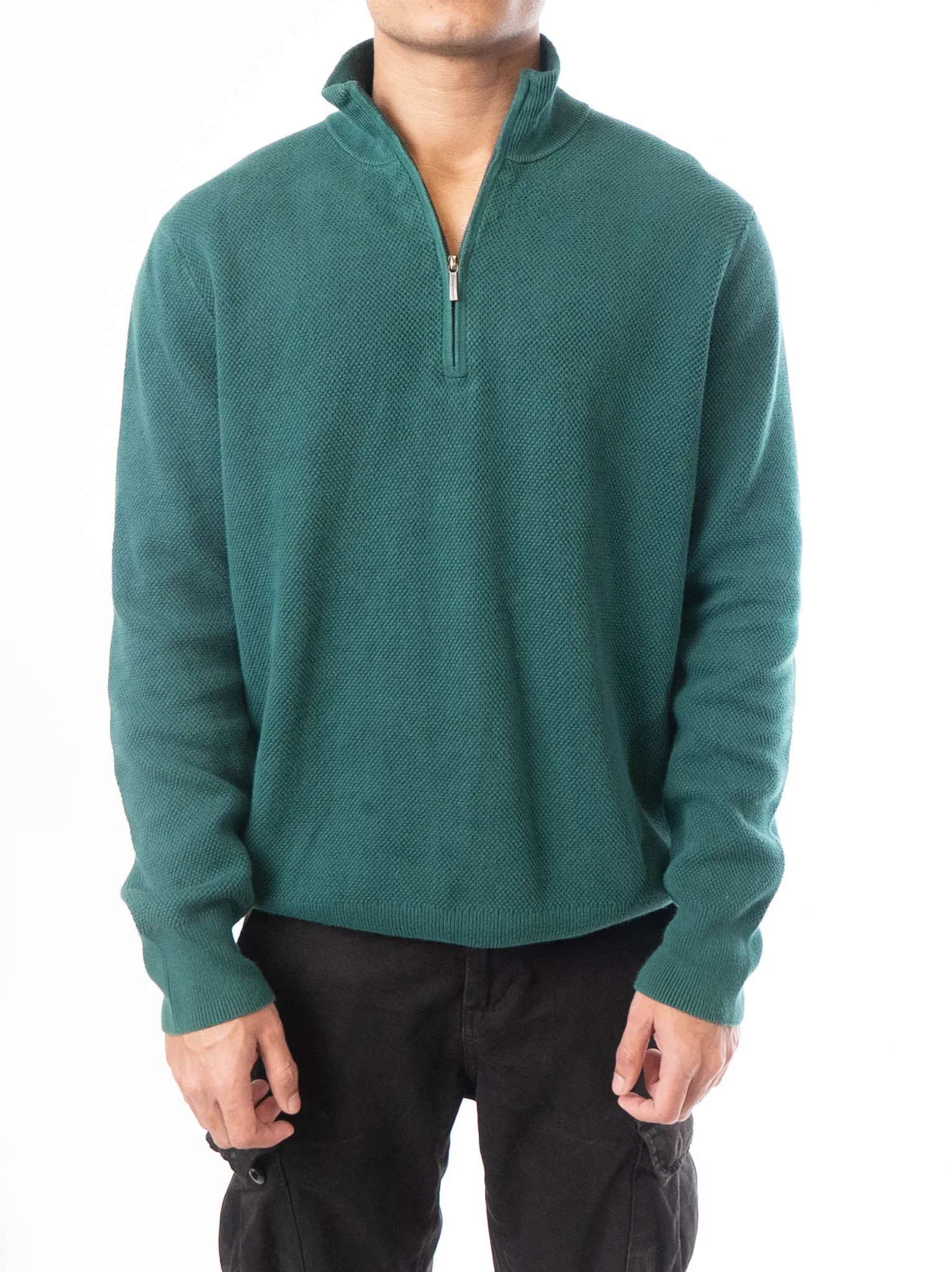 Brooks Brothers Wool Quater Zip Green Sweater