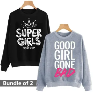 Bundle of 2 Grey and Black Printed Sweat Shirts 148