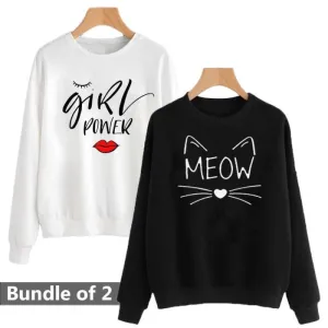 Bundle of 2 Meow and Power Printed Sweat Shirts 211