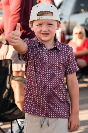 Burlebo Youth Texas Maroon & Grey Polo