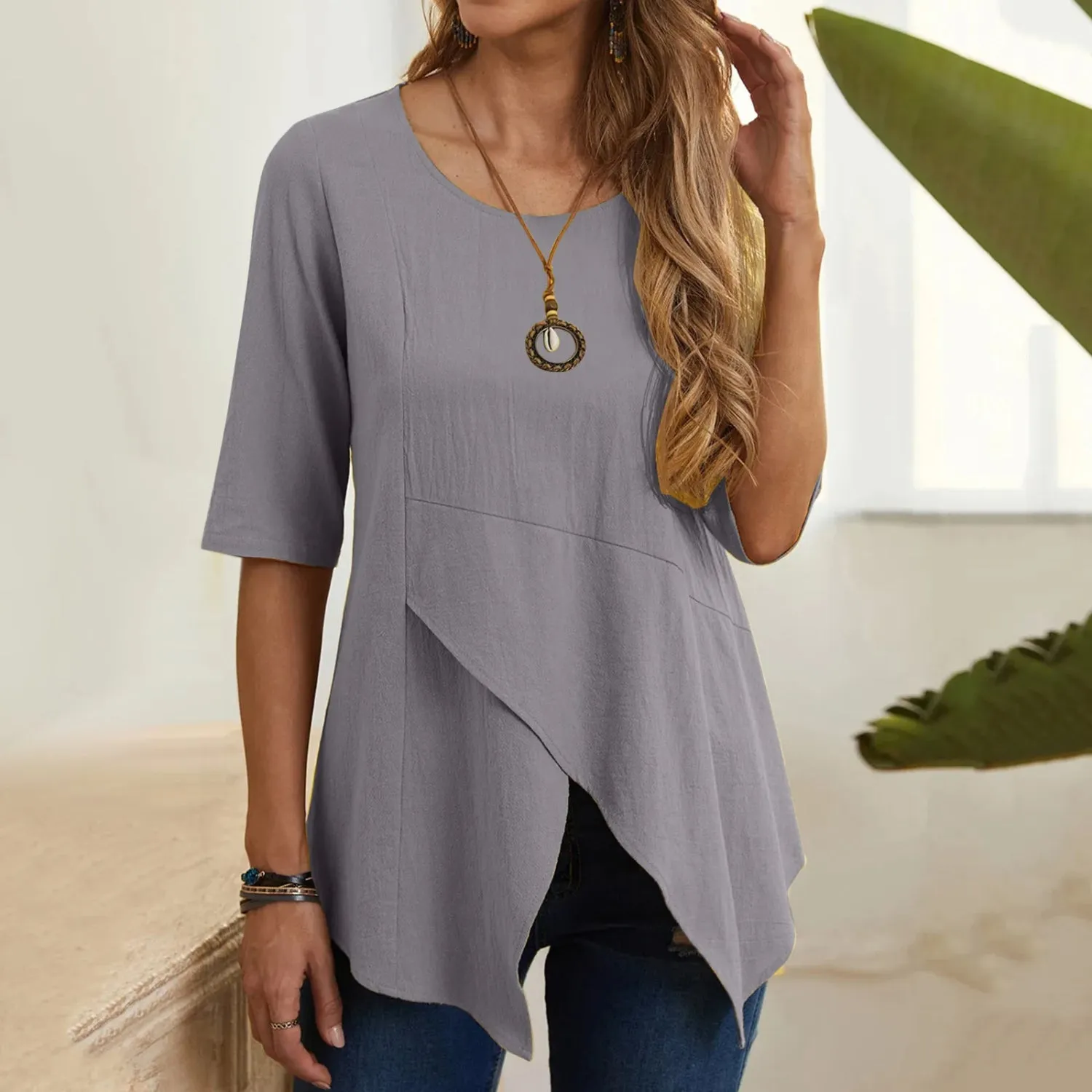 ByLina - Blouse with o-neck.
