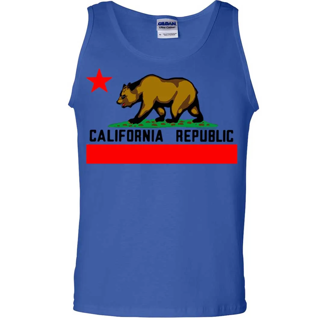 California Republic Borderless Bear Flag Black Text Asst Colors Tank Top