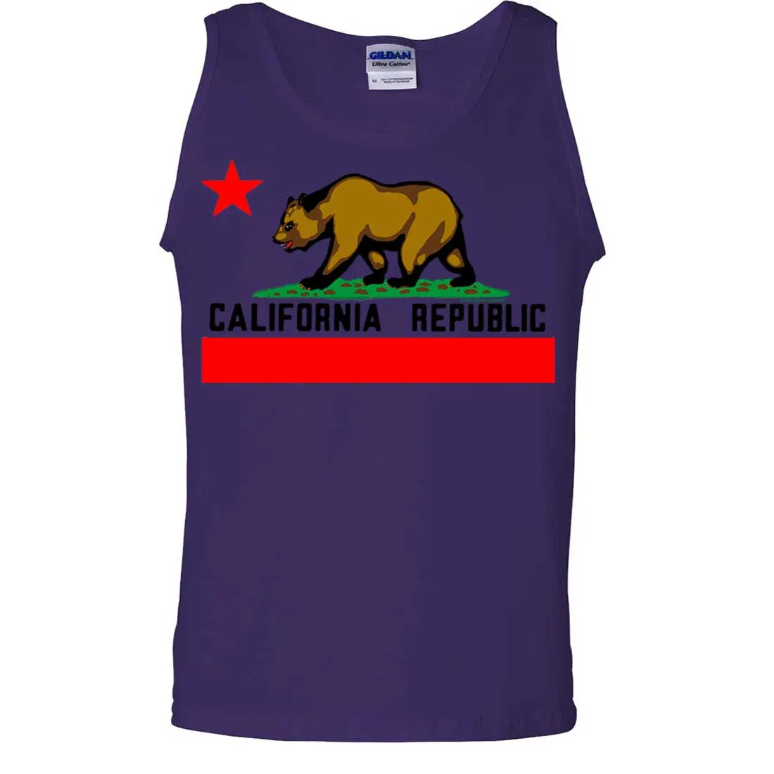 California Republic Borderless Bear Flag Black Text Asst Colors Tank Top
