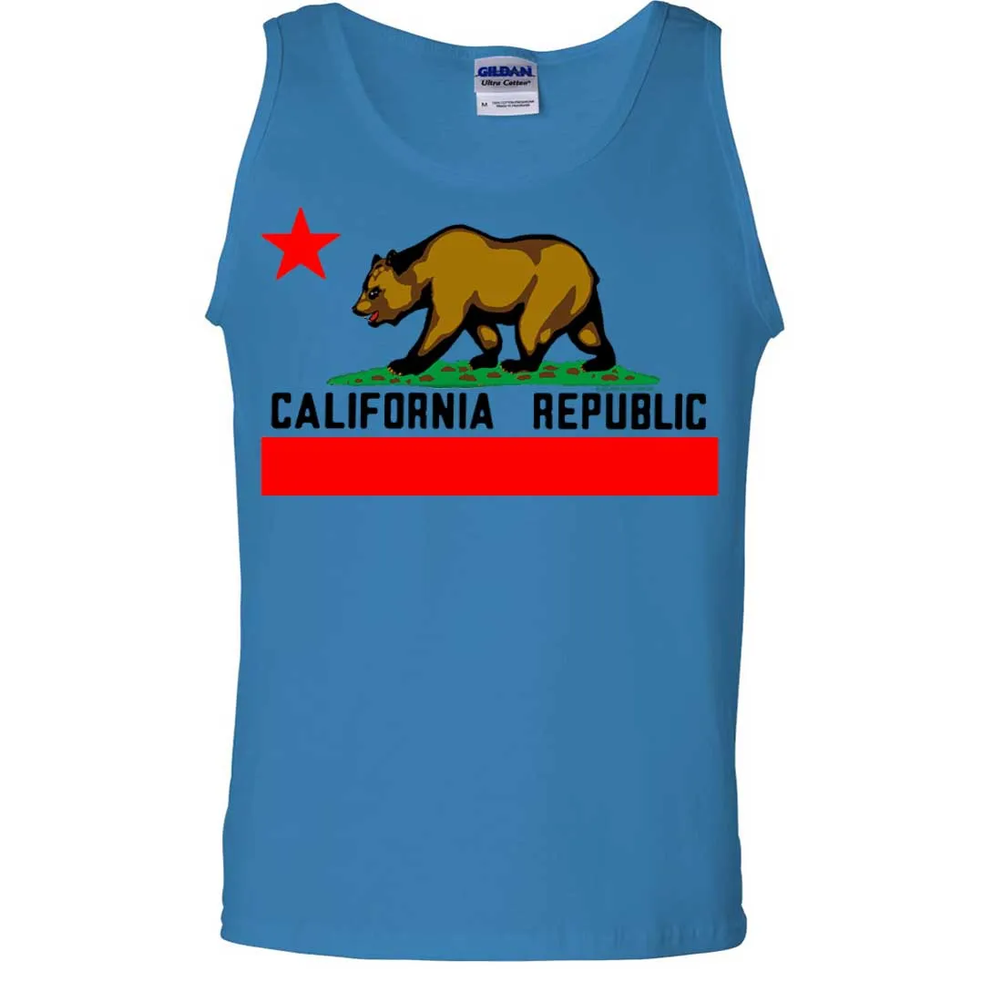 California Republic Borderless Bear Flag Black Text Asst Colors Tank Top