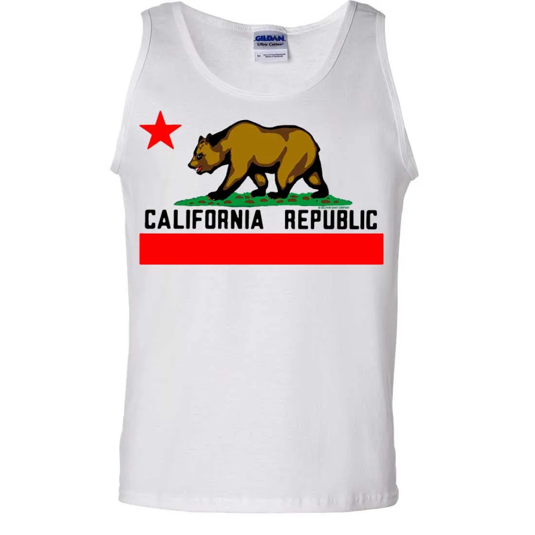 California Republic Borderless Bear Flag Black Text Asst Colors Tank Top