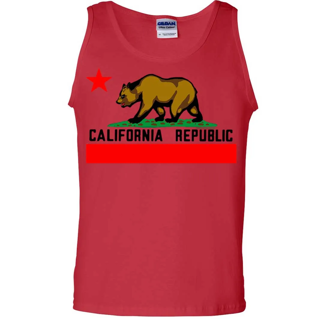 California Republic Borderless Bear Flag Black Text Asst Colors Tank Top