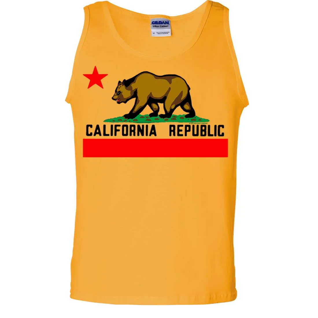 California Republic Borderless Bear Flag Black Text Asst Colors Tank Top