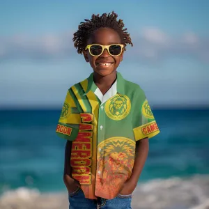 Cameroon Soccer Kid Hawaiian Shirt Indomitable Lions Football - Road To Champion DT03