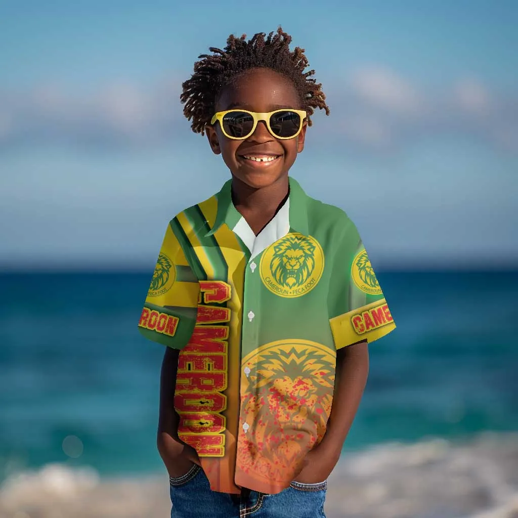 Cameroon Soccer Kid Hawaiian Shirt Indomitable Lions Football - Road To Champion DT03