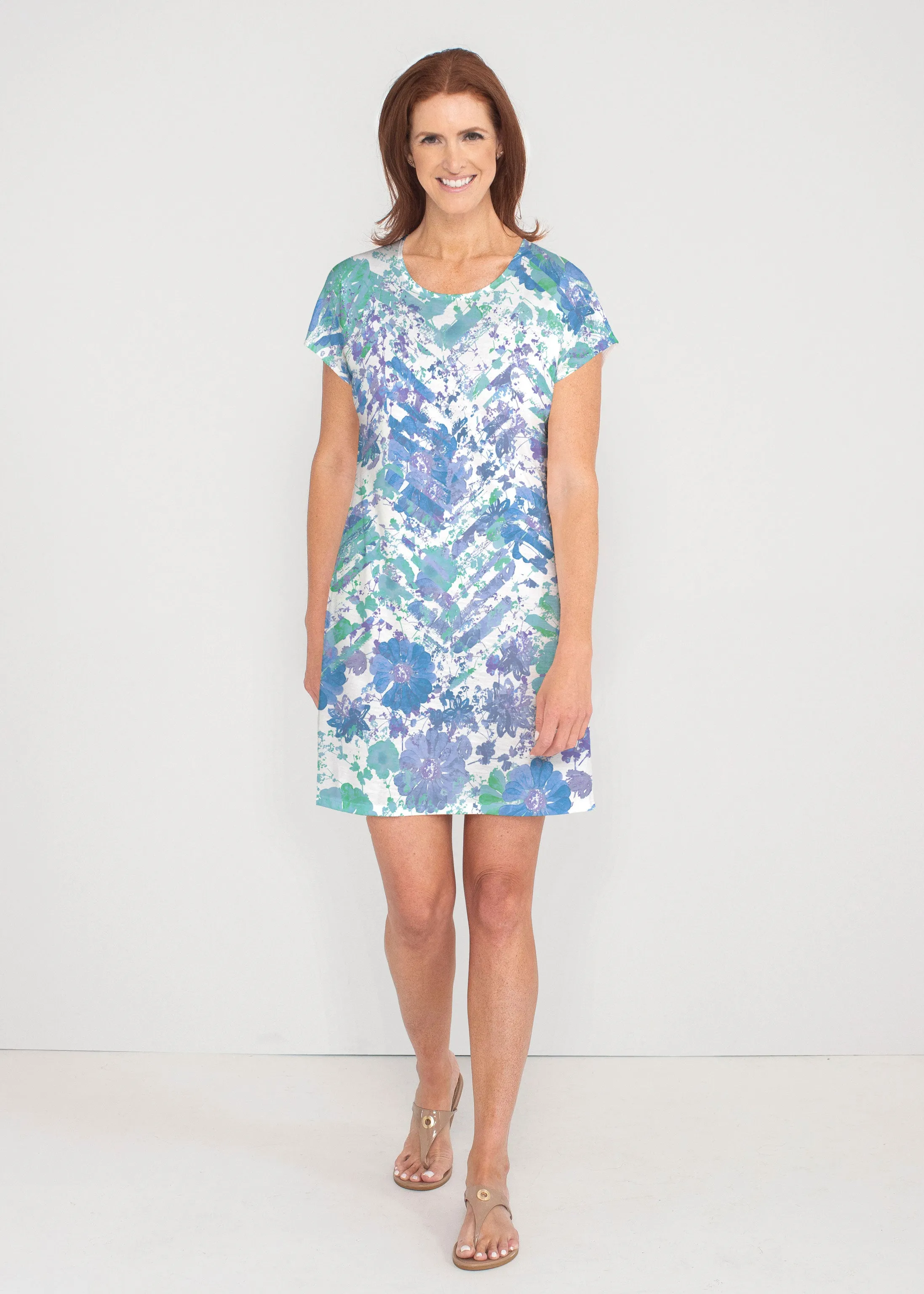 Capizee (16231) ~ French Terry Short Sleeve Crew Dress