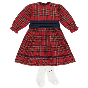 Carlina Red Girls Dress with Tights