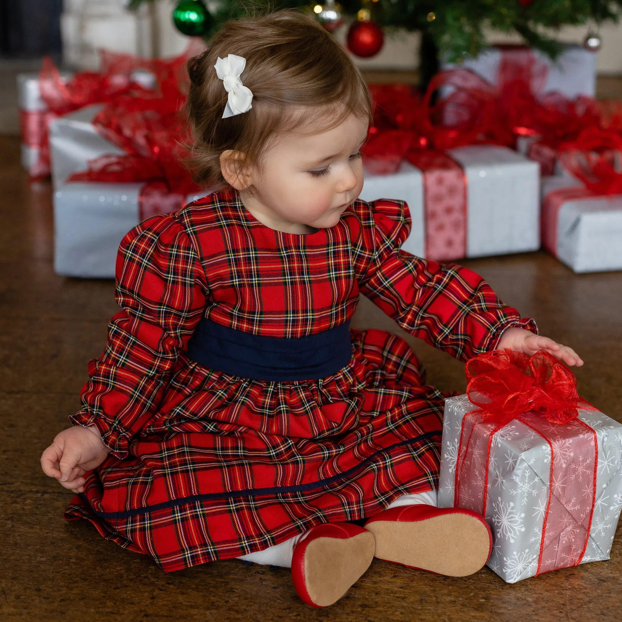 Carlina Red Girls Dress with Tights