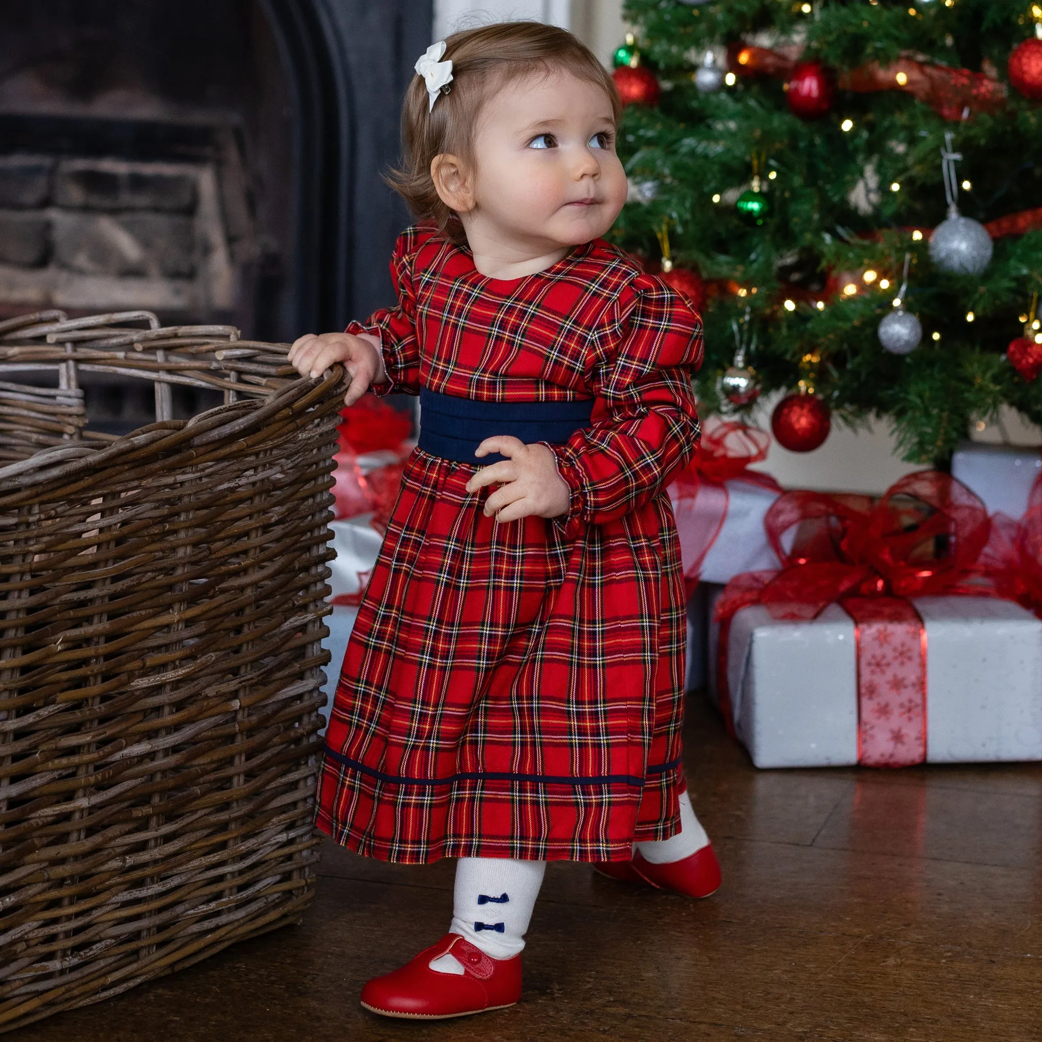 Carlina Red Girls Dress with Tights