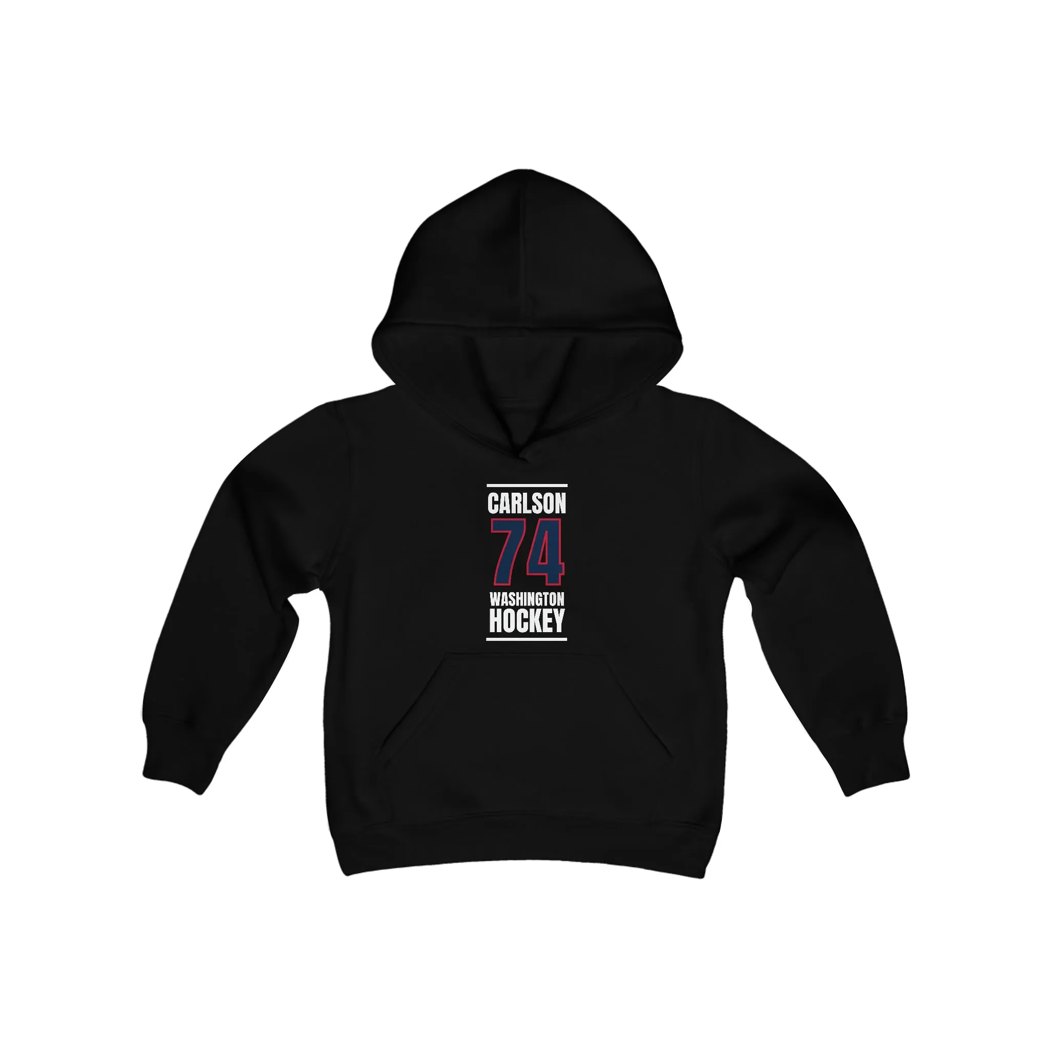 Carlson 74 Washington Hockey Navy Vertical Design Youth Hooded Sweatshirt