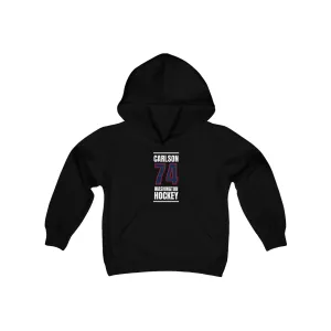 Carlson 74 Washington Hockey Navy Vertical Design Youth Hooded Sweatshirt