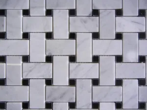 Carrara white basket weave mosaic 1x2 Polished - 10 Sheets