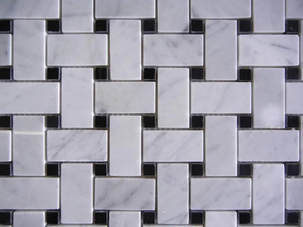 Carrara white basket weave mosaic 1x2 Polished - 10 Sheets
