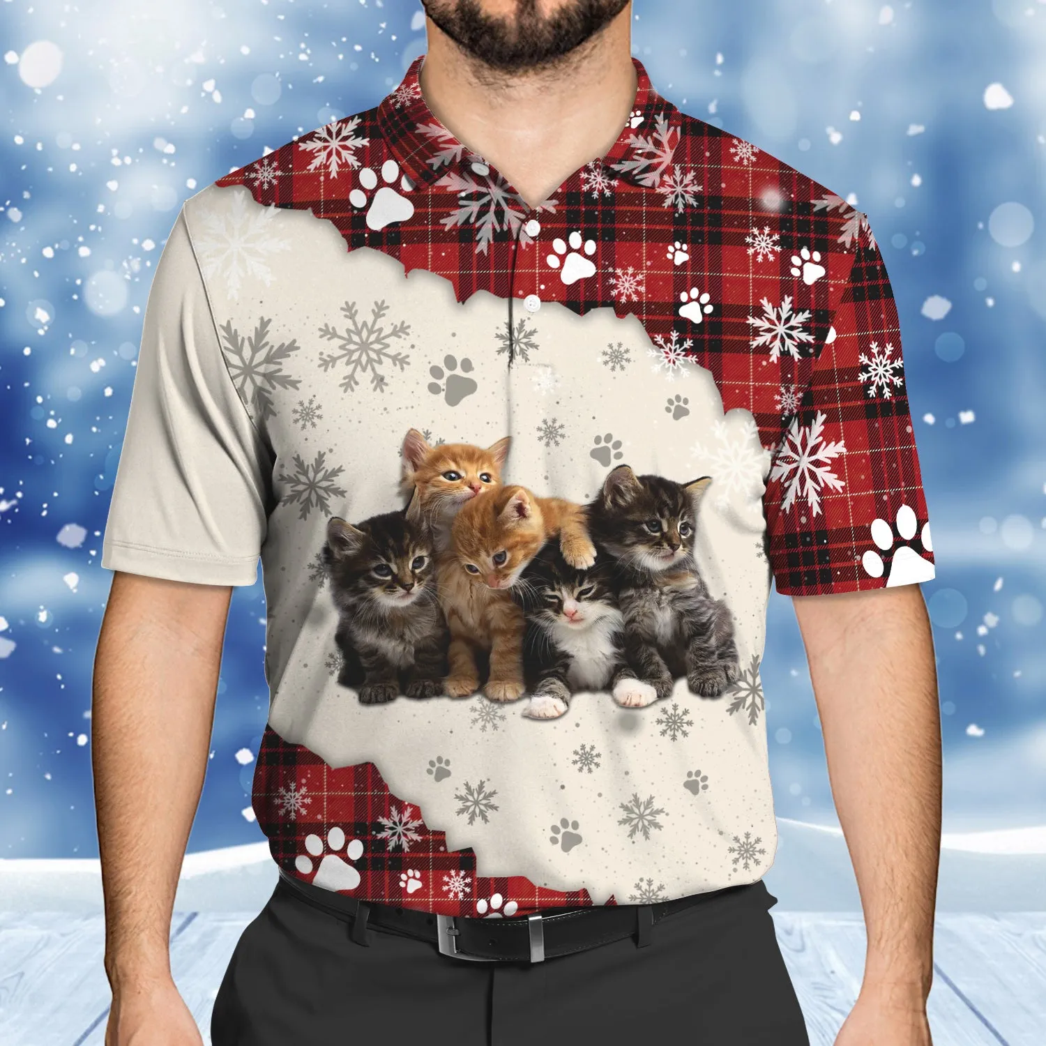 Cat and Snow 3D Full Print Shirts Cats Shirts NBTT