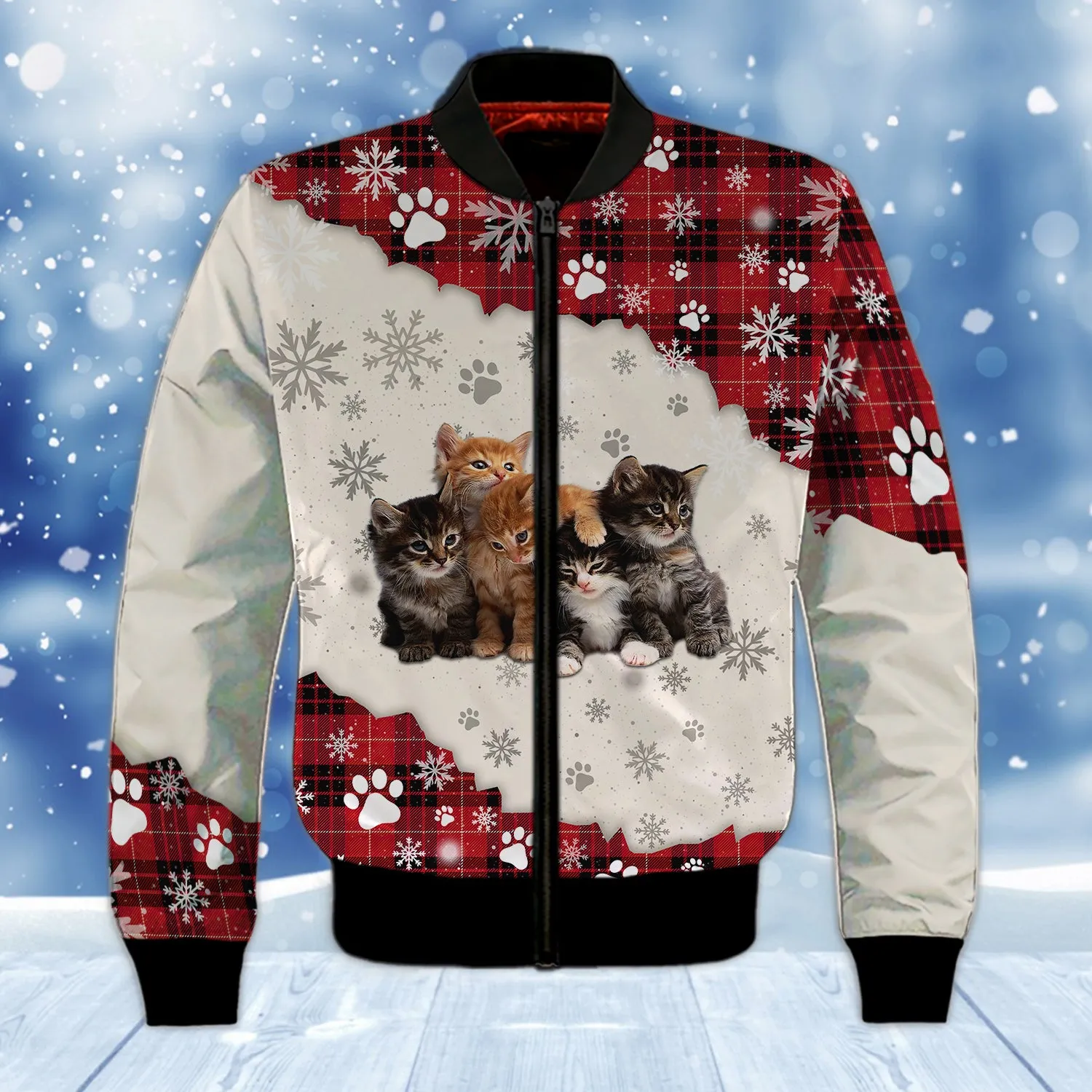 Cat and Snow 3D Full Print Shirts Cats Shirts NBTT
