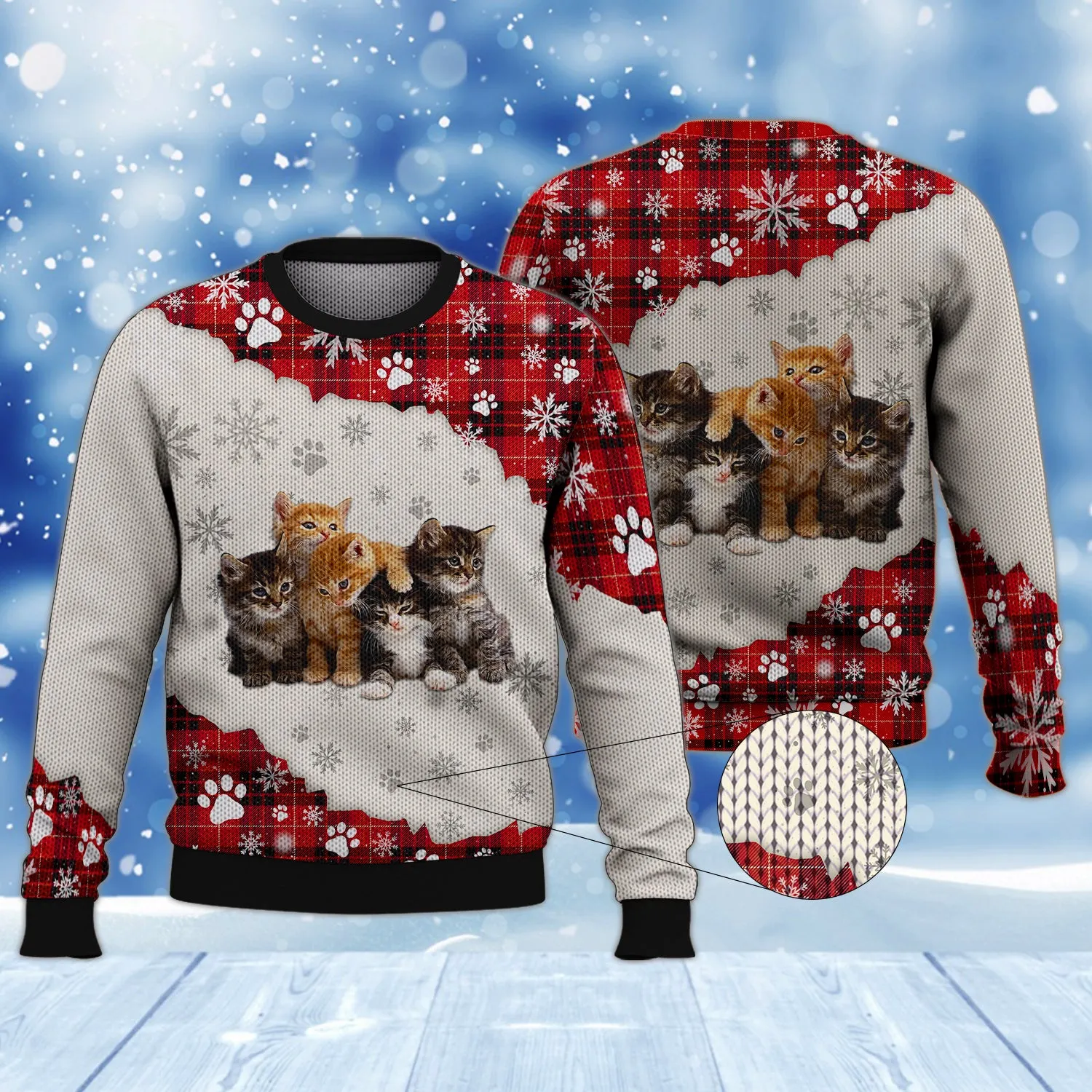 Cat and Snow 3D Full Print Shirts Cats Shirts NBTT