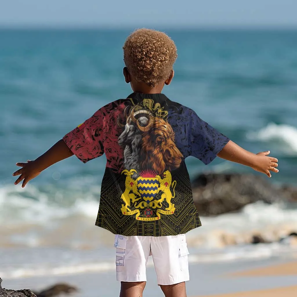 Chad Independence Day 1960 Kid Hawaiian Shirt Tchad Goat and Lion African Pattern LT01