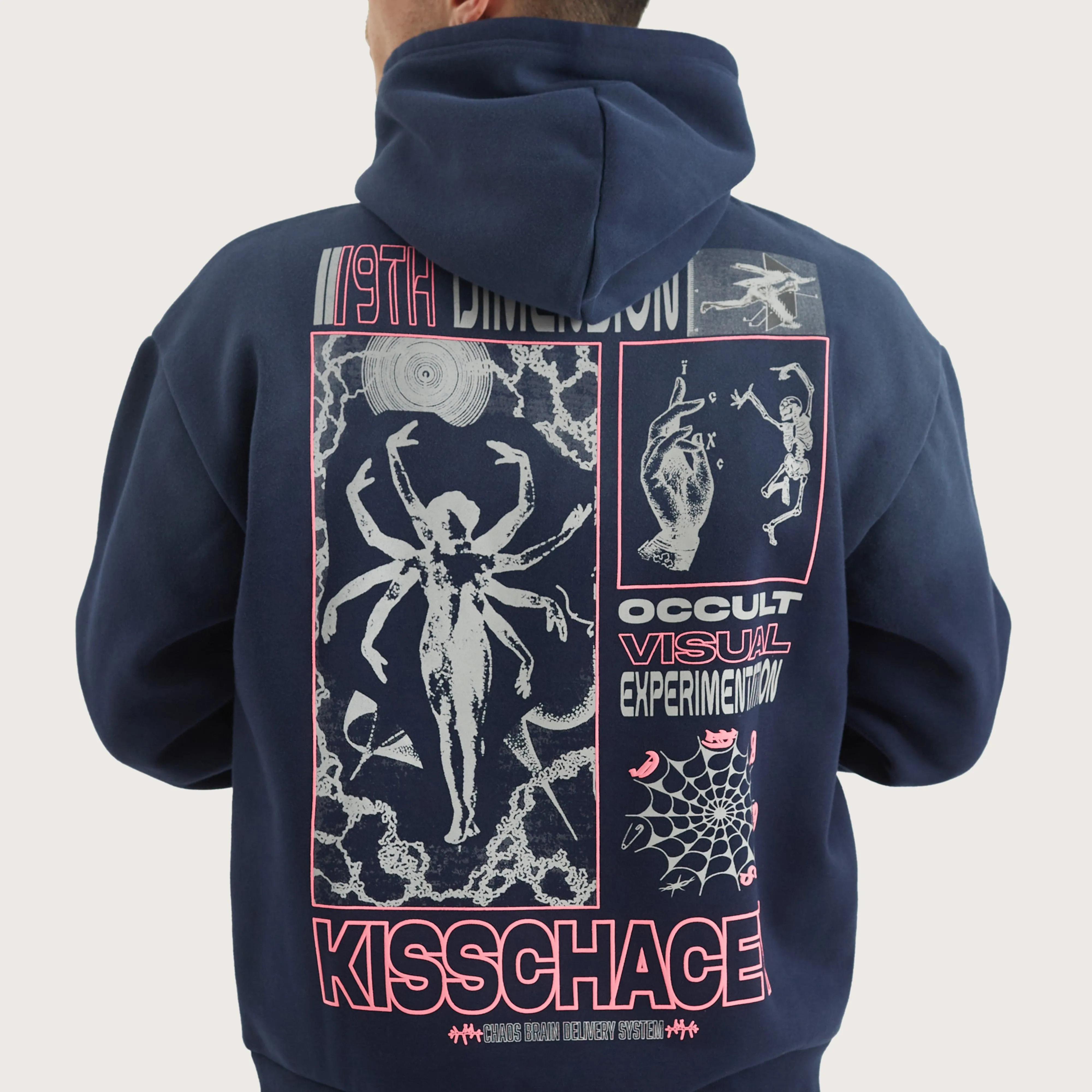 Chaos Sunbleached Heavy Hoodie Navy Blue