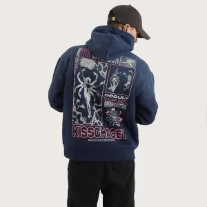 Chaos Sunbleached Heavy Hoodie Navy Blue