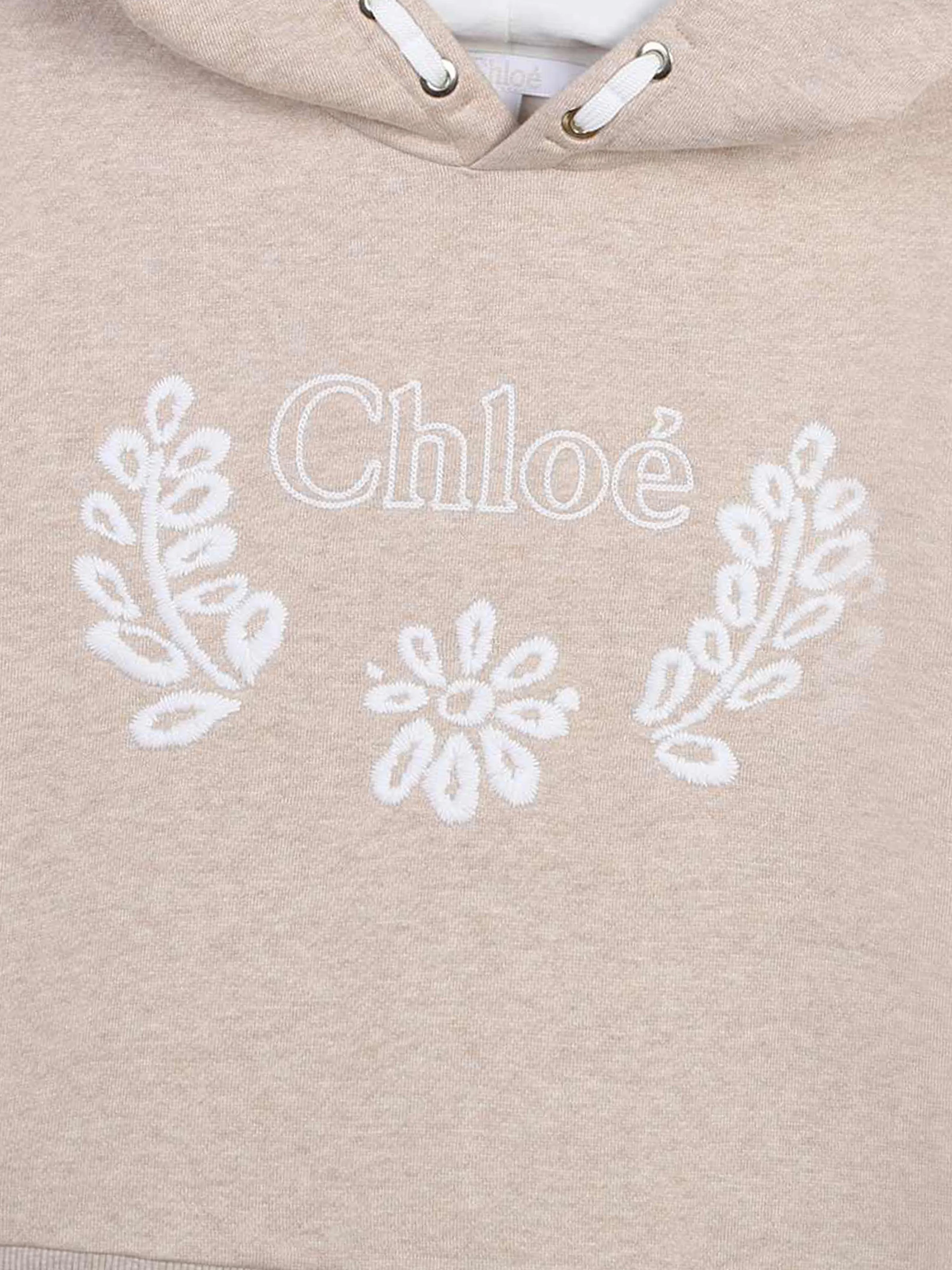 Chloé Girls Logo Hoodie in Beige
