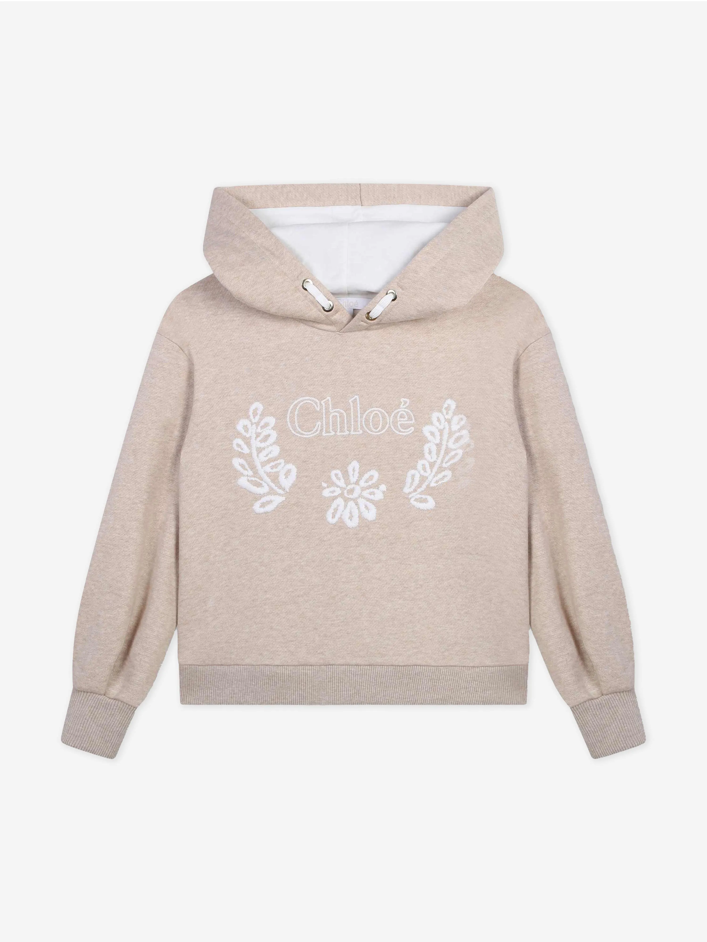 Chloé Girls Logo Hoodie in Beige