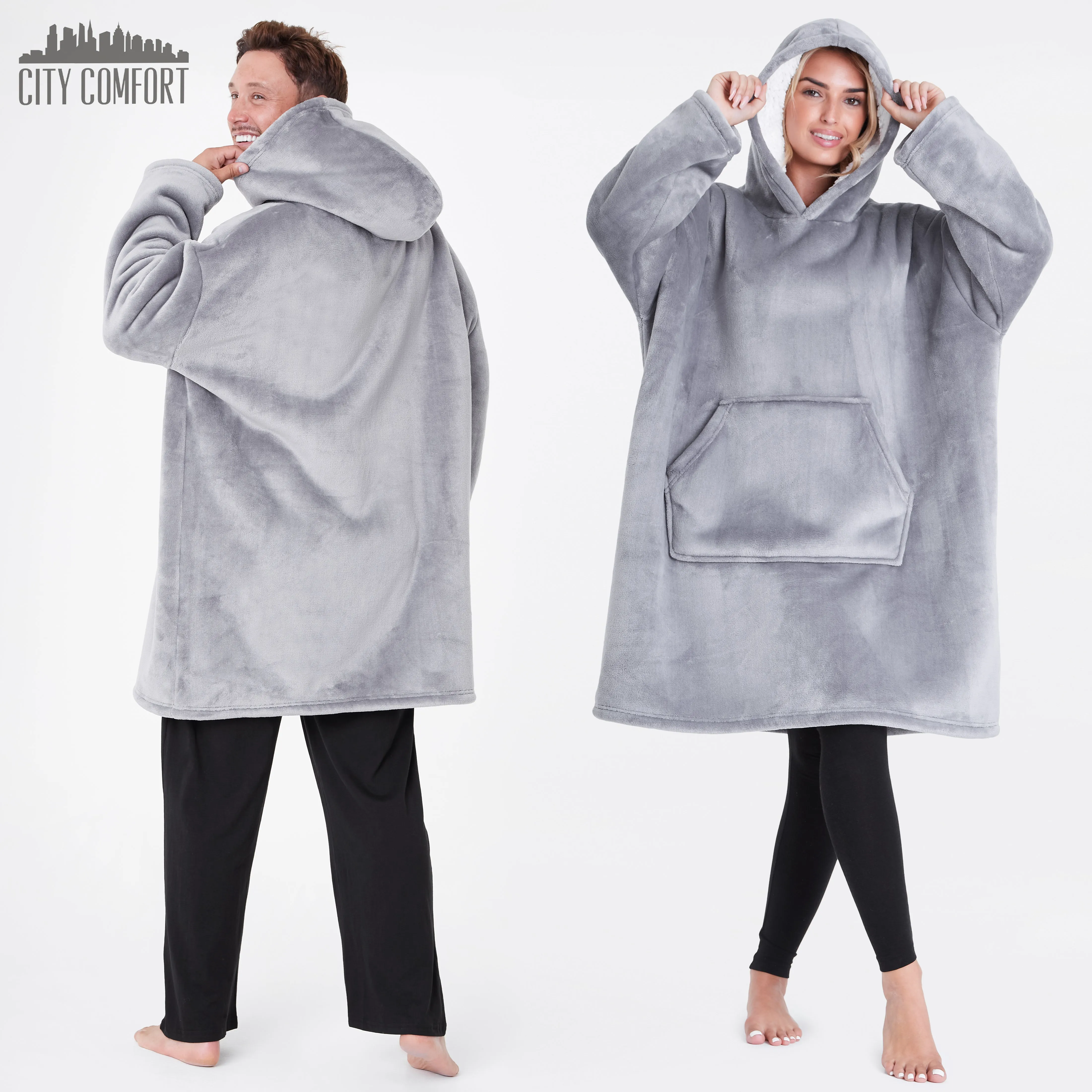 CityComfort Blanket Oversized Hoodie for Women & Men Fleece Blanket with Sleeves