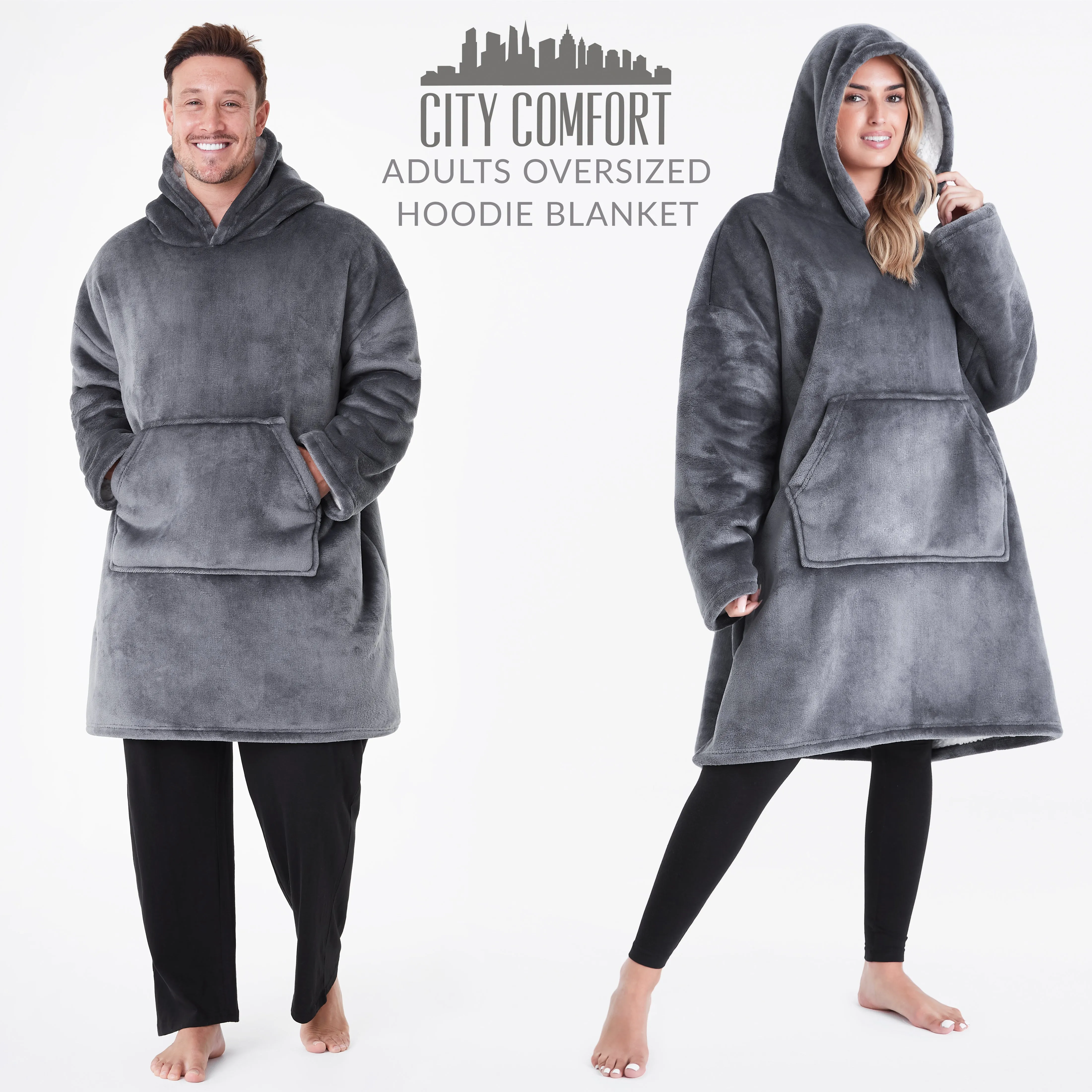CityComfort Blanket Oversized Hoodie for Women & Men Fleece Blanket with Sleeves