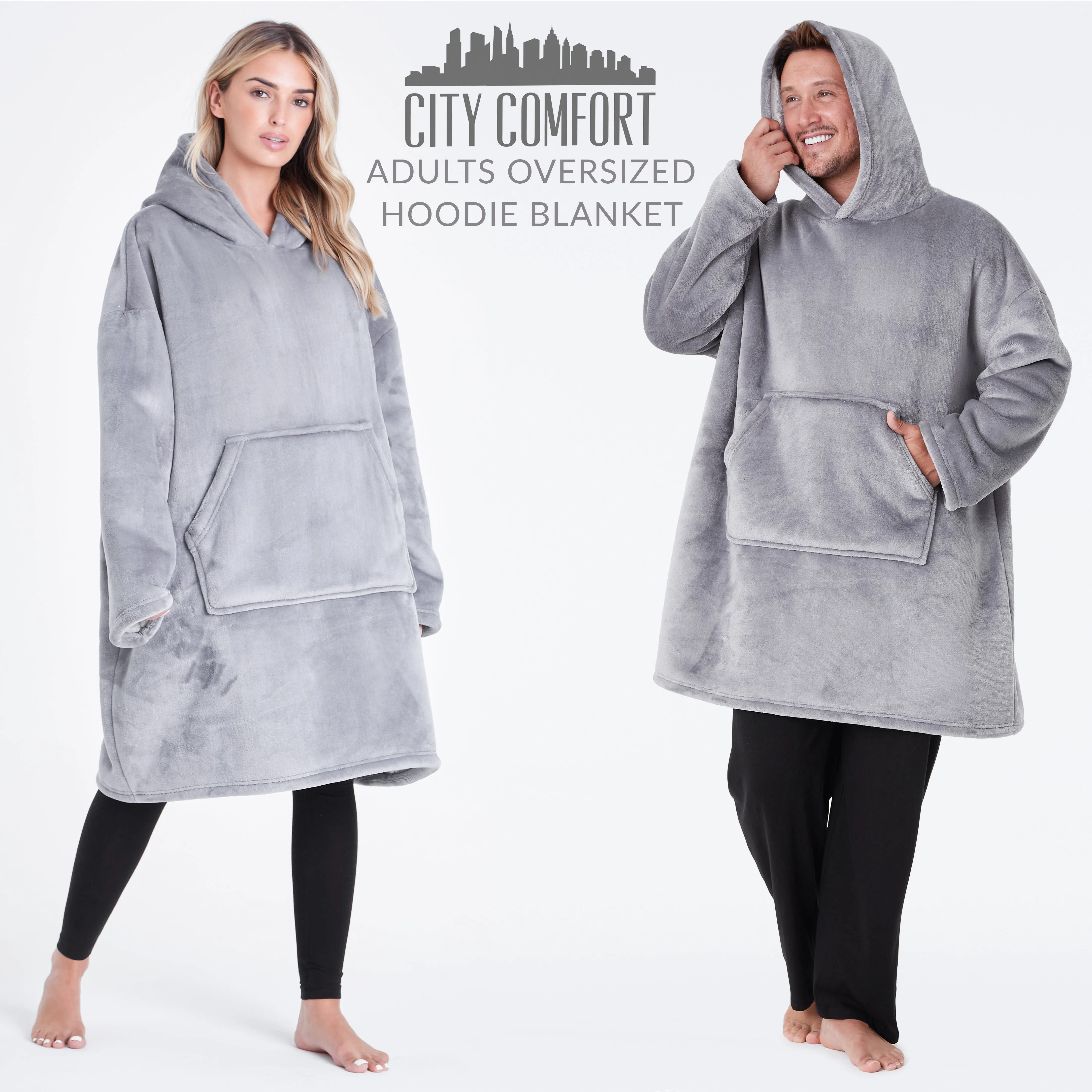 CityComfort Blanket Oversized Hoodie for Women & Men Fleece Blanket with Sleeves
