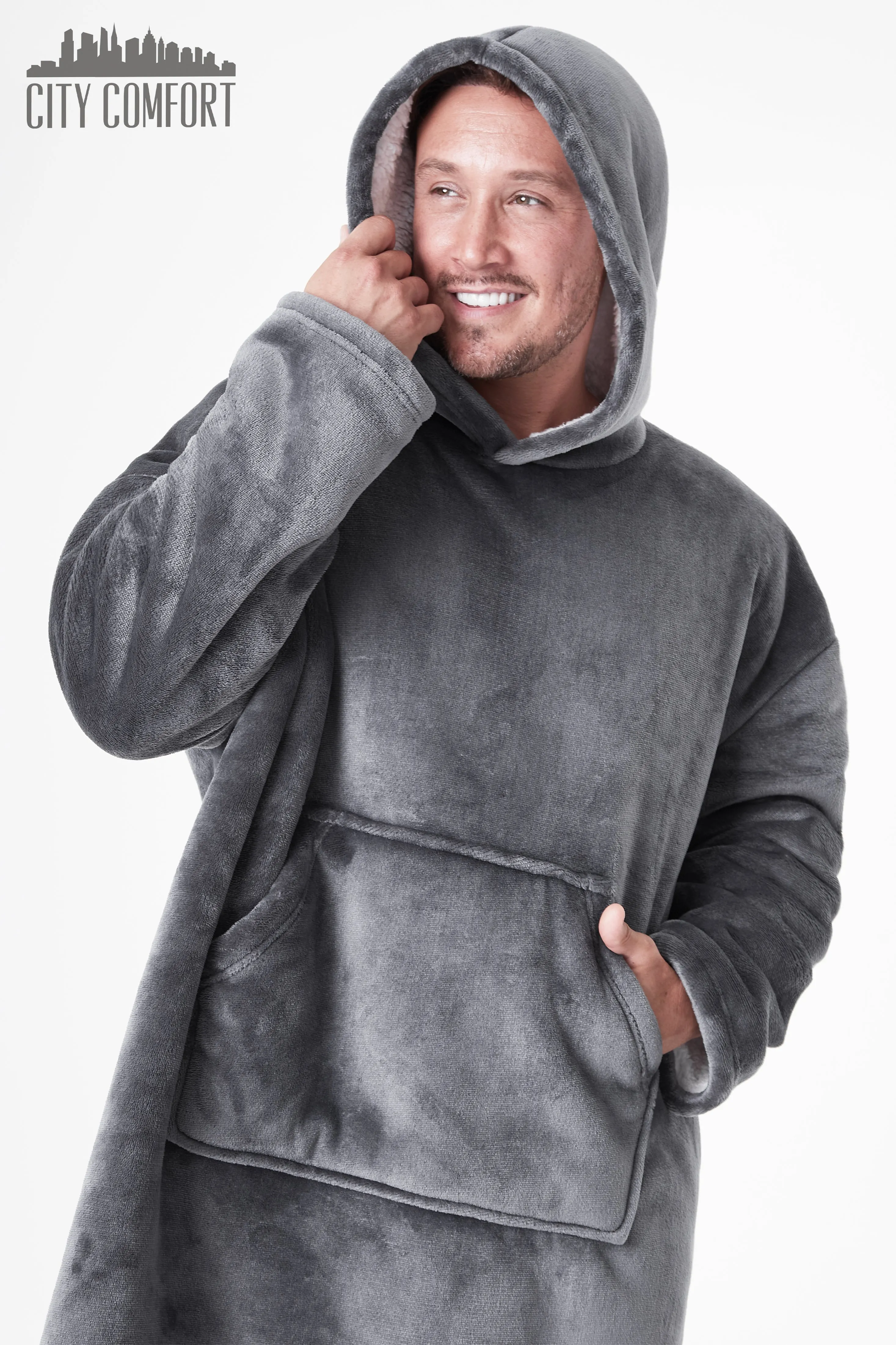 CityComfort Blanket Oversized Hoodie for Women & Men Fleece Blanket with Sleeves