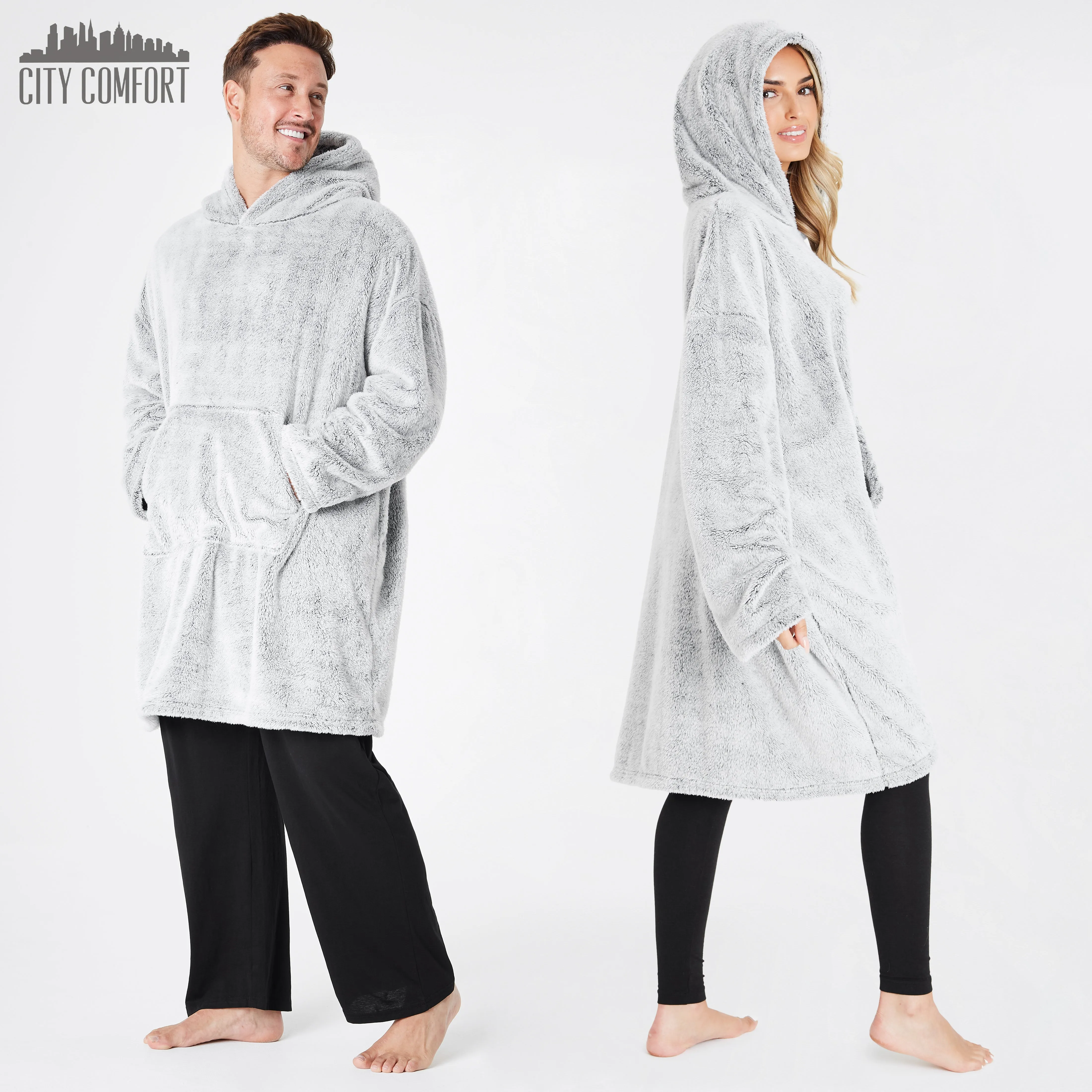 CityComfort Blanket Oversized Hoodie for Women & Men Fleece Blanket with Sleeves