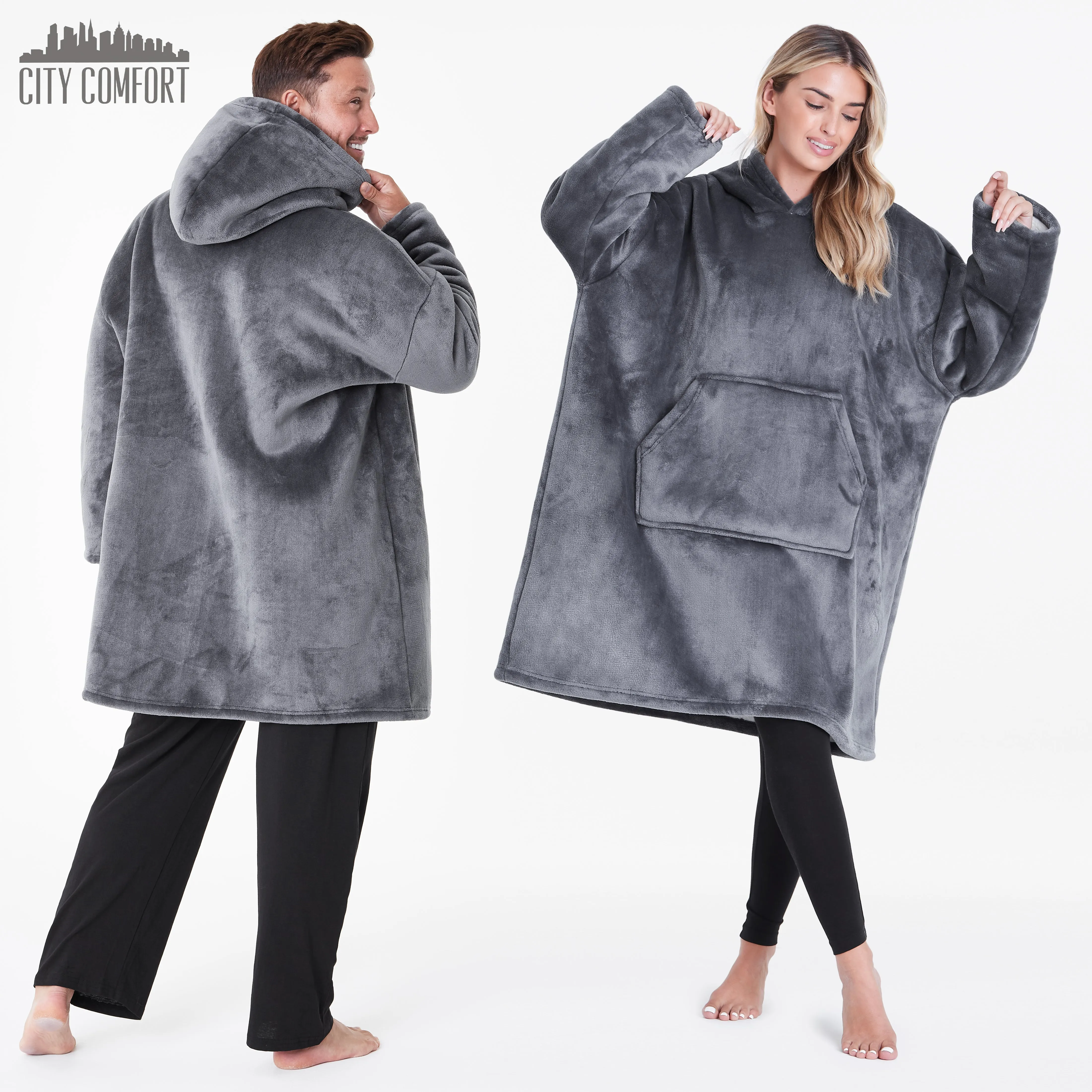 CityComfort Blanket Oversized Hoodie for Women & Men Fleece Blanket with Sleeves