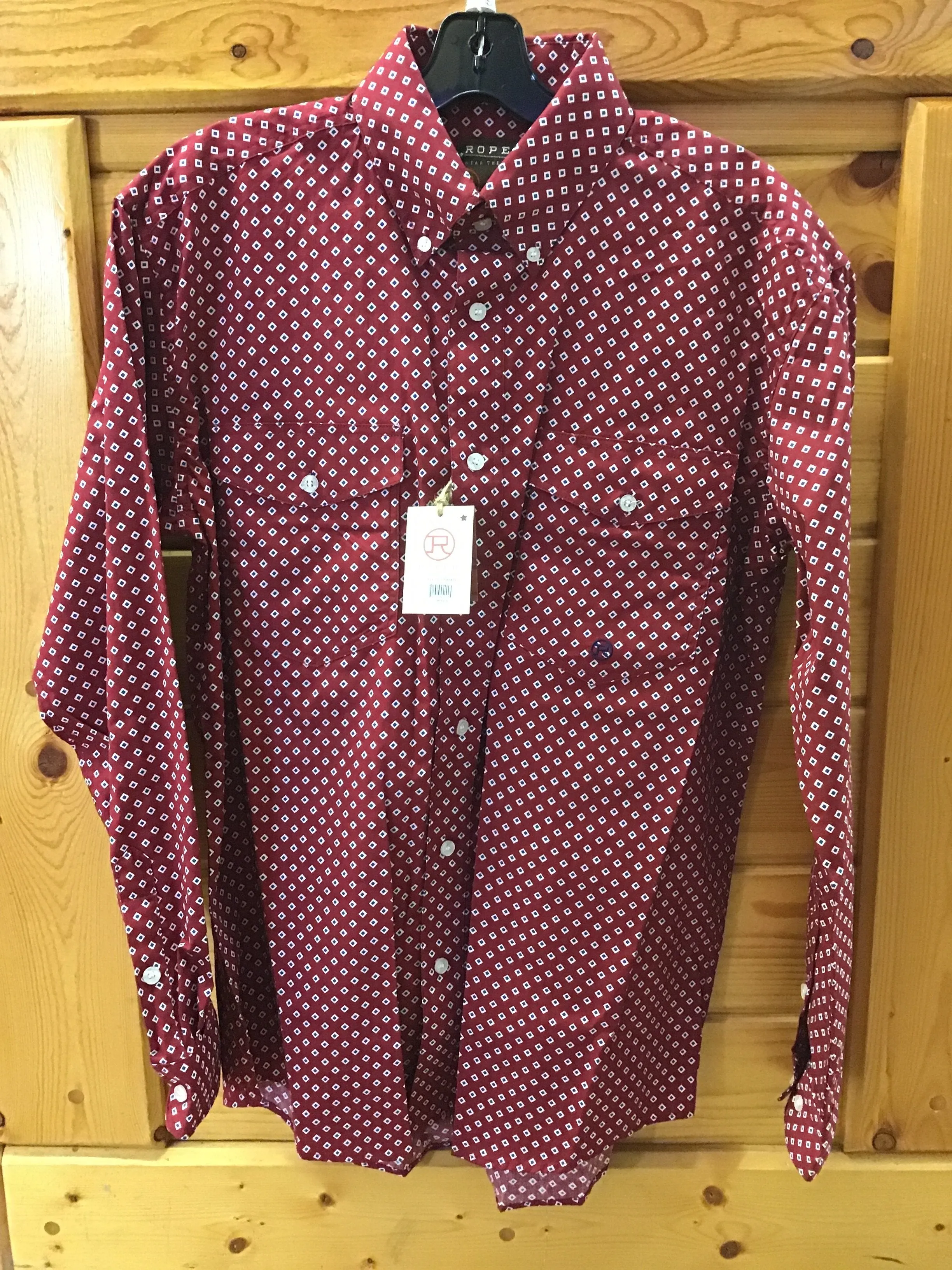 CL03-001-0325-4006-S-Red Shirt Roper L/S Diamond in the Rough