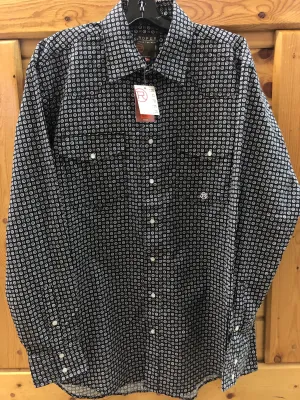 CL03-001-0725-0789-LT-Black Roper Shirt L/S Circle Square Foulard - Snaps