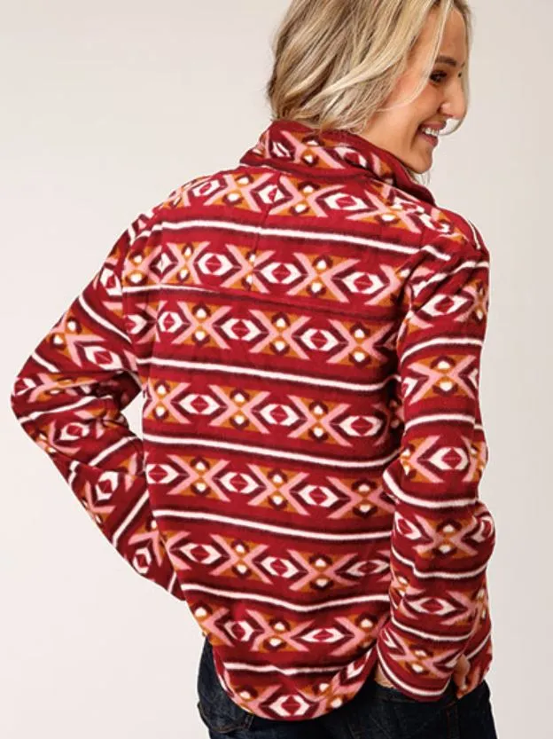 CL03-098-0250-6165 Ladies L/S Berry Aztec Print Fleece