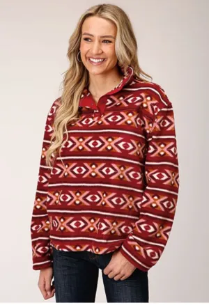 CL03-098-0250-6165 Ladies L/S Berry Aztec Print Fleece